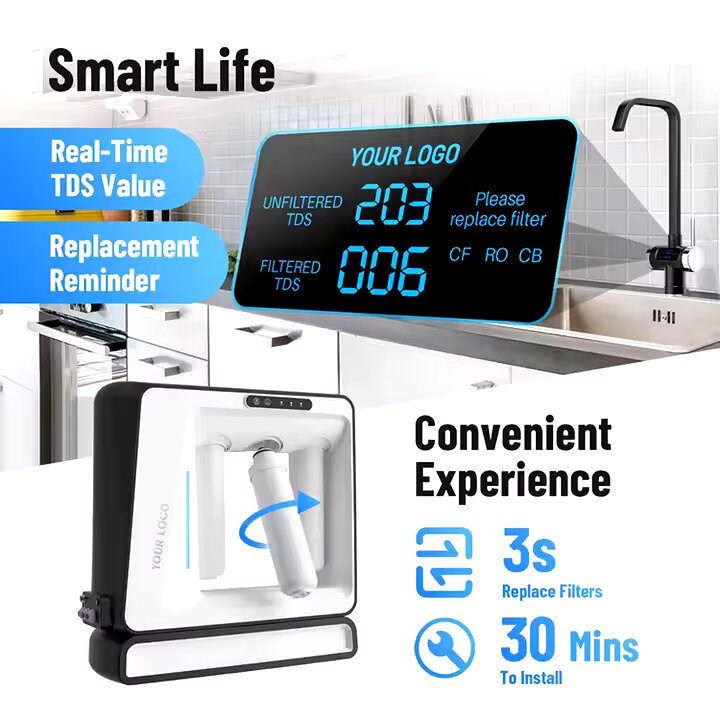 Filtration d'eau en 7 étapes, osmose inverse, purificateur d'eau minérale alcaline sans réservoir, système RO, filtres à eau, surveillance TDS