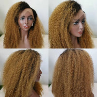 10A Remy Raw 1B 30 Ombre Kinky Curly 13X4 13X1 T Part Lace Front Rainbow Human wig, Online Pelucas Rubiashuman Hair Wigs